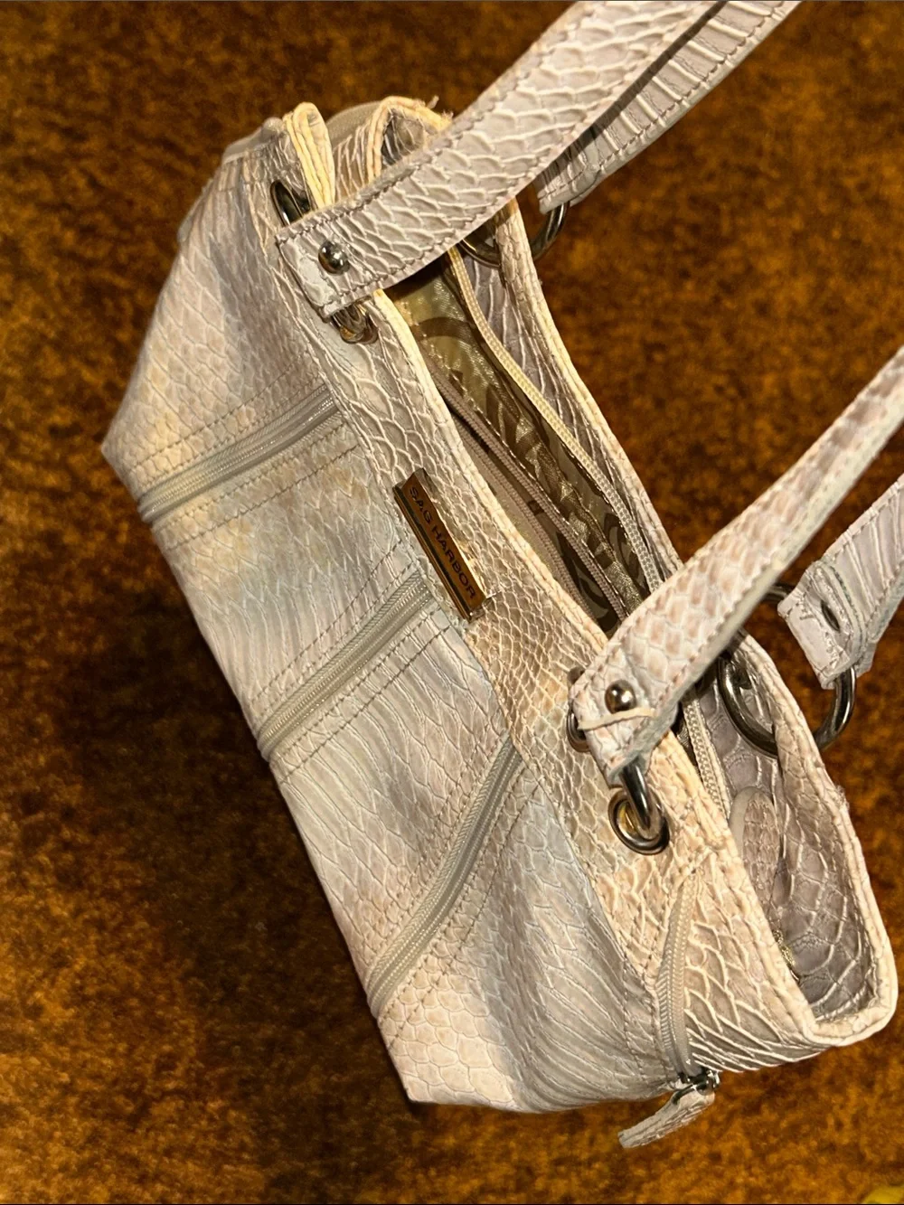 Cream Textured Tote Handbag - Women's Fashion Shoulder Bag